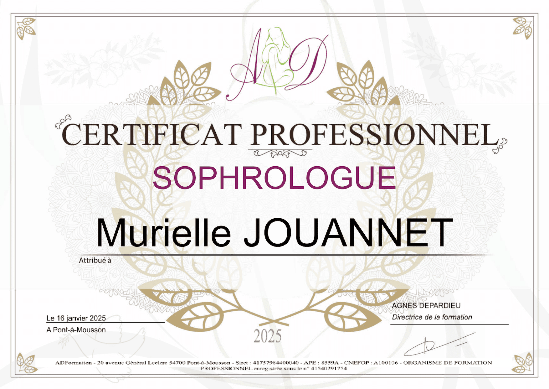 Certificat sophrologue AD Formation